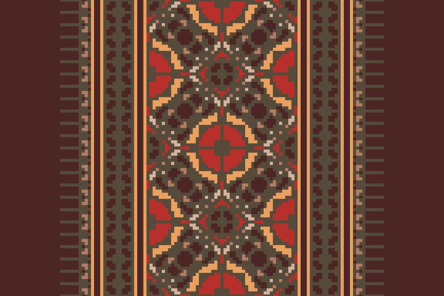Kurta Pattern Seamless Native American, Motif embroidery, Pixel Ikat embroidery Design for Print indonesian batik motif embroidery native american kurta mughal design vector