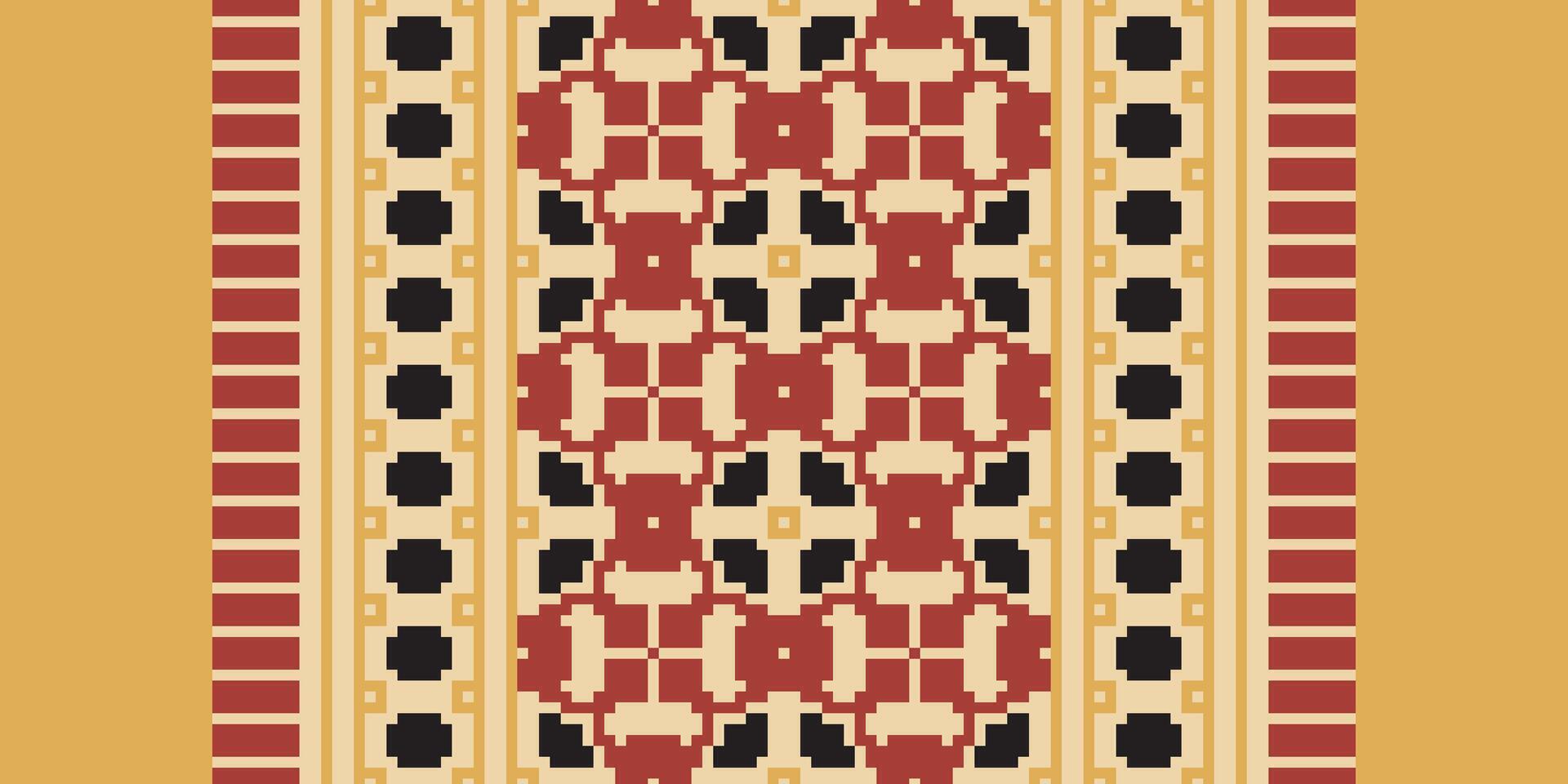 Patchwork pattern Seamless Scandinavian pattern Motif embroidery, Pixel Ikat embroidery Design for Print tapestry floral kimono repeat pattern lacing spanish motif vector