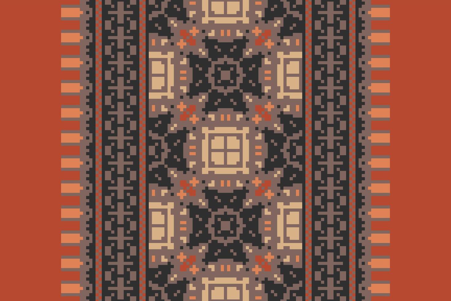 Kurta Pattern Seamless Native American, Motif embroidery, Pixel Ikat embroidery Design for Print indigenous art aboriginal art pattern floral kurti mughal border vector