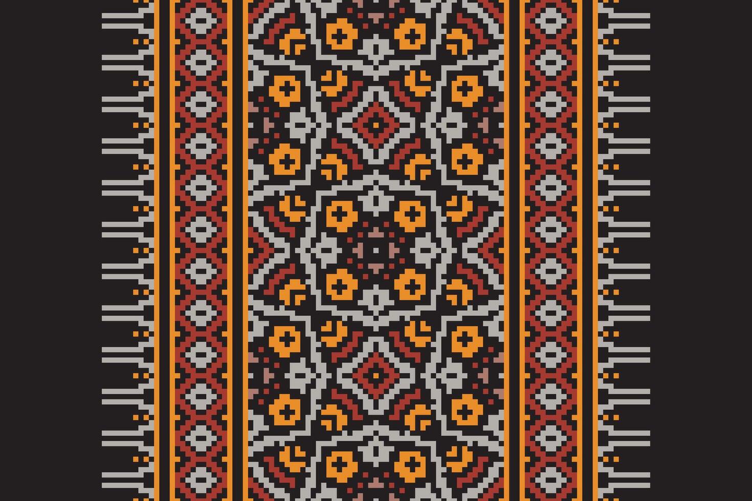 Anarkali frock design Seamless Scandinavian pattern Motif embroidery, Pixel Ikat embroidery Design for Print pattern vintage flower folk navajo patchwork pattern vector