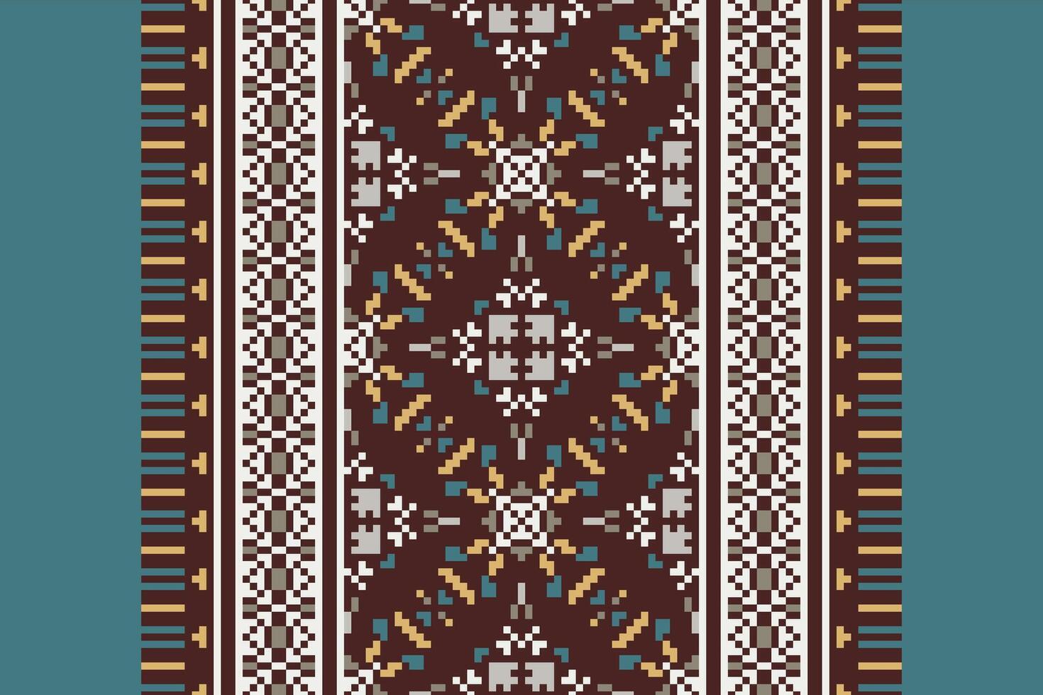 Kurta Pattern Seamless Bandana print silk Motif embroidery, Pixel Ikat embroidery Design for Print scandinavian pattern saree ethnic nativity gypsy pattern vector