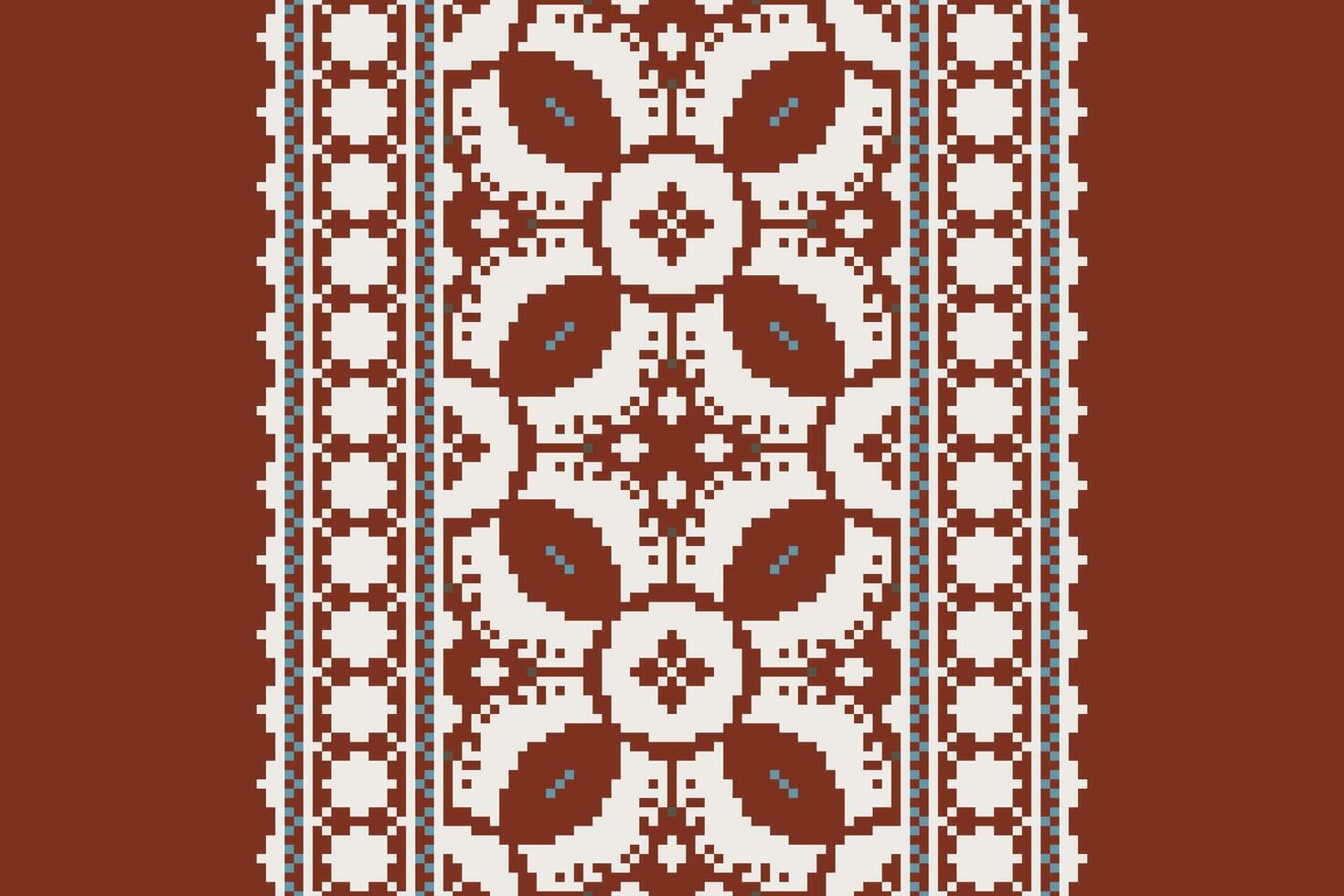 Kurta Pattern Seamless Bandana print silk Motif embroidery, Pixel Ikat embroidery Design for Print indonesian batik motif embroidery native american kurta mughal design vector
