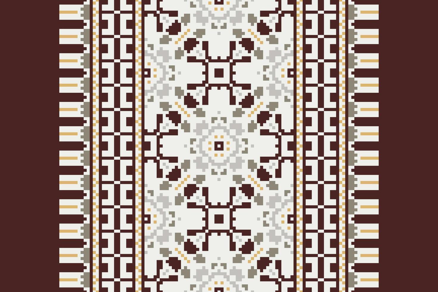 Kurta Pattern Seamless Bandana print silk Motif embroidery, Pixel Ikat embroidery Design for Print egyptian pattern tibetan mandala bandanna vector