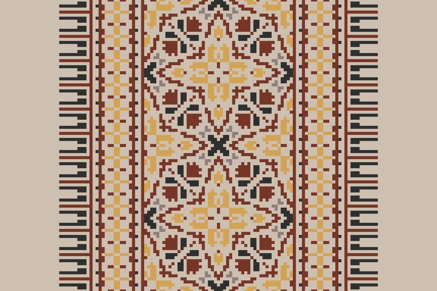 Kurta Pattern Seamless Bandana print silk Motif embroidery, Pixel Ikat embroidery Design for Print kurta pattern mughal motifs tapestry pattern floral repeat vector