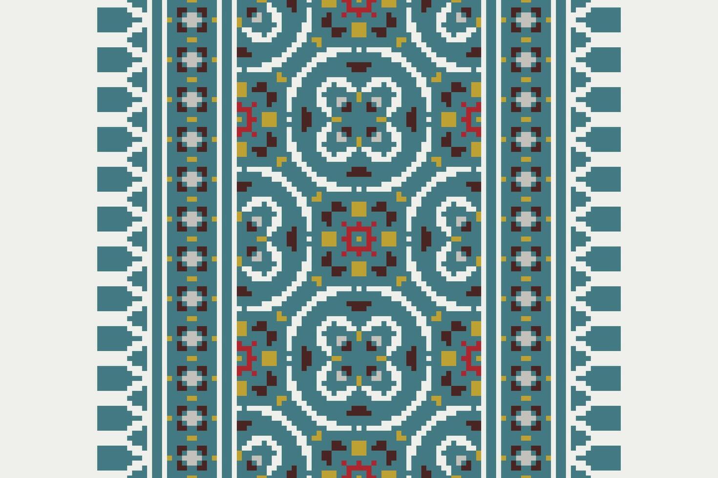 Kurta Pattern Seamless Bandana print silk Motif embroidery, Pixel Ikat embroidery Design for Print border embroidery ancient egypt vector