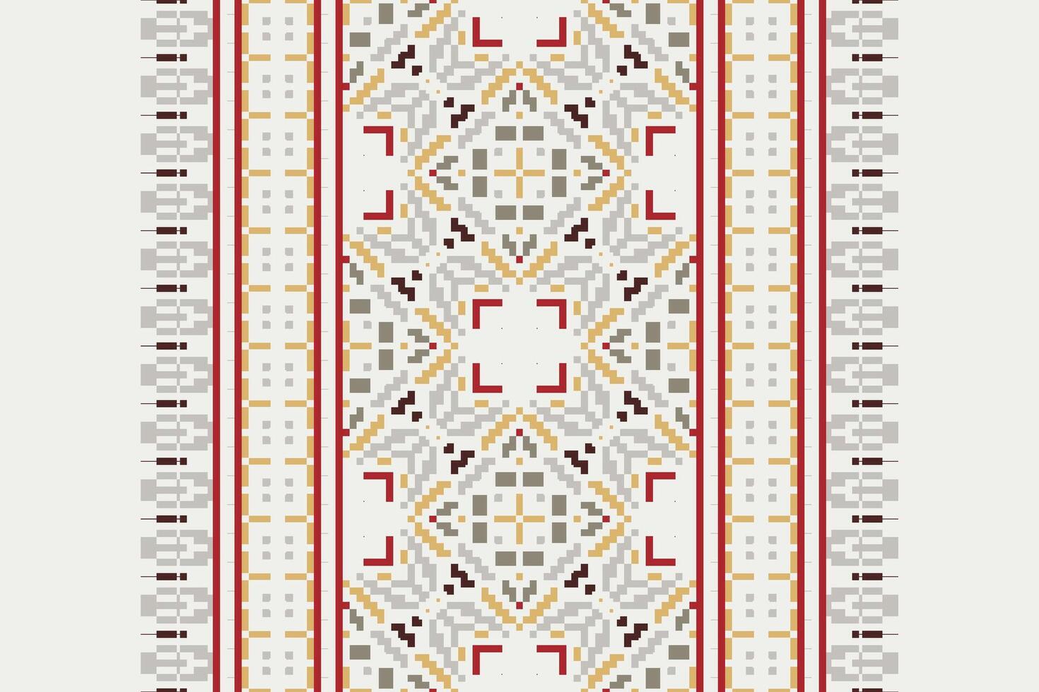 Kurta Pattern Seamless Bandana print silk Motif embroidery, Pixel Ikat embroidery Design for Print scandinavian pattern saree ethnic nativity gypsy pattern vector
