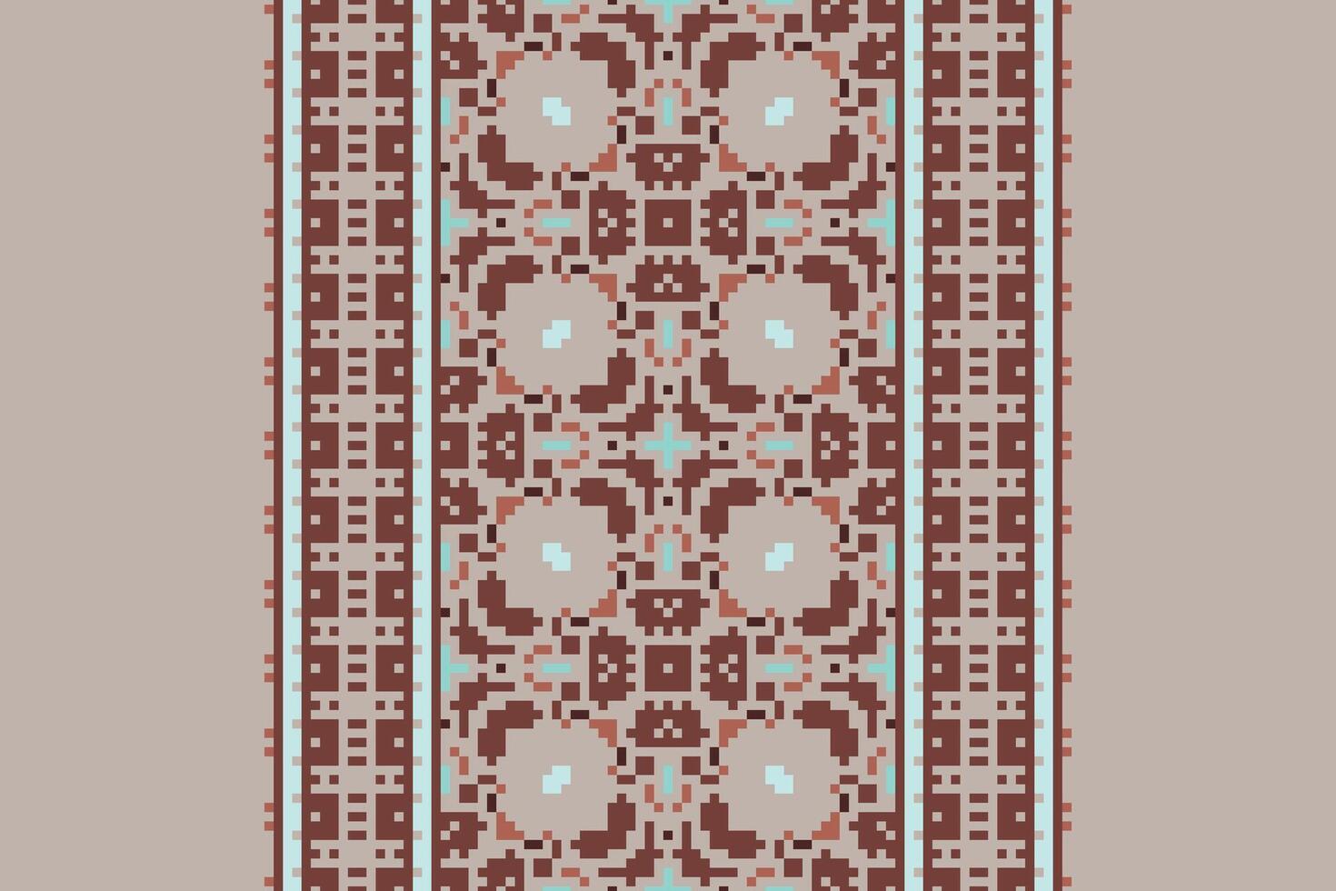 Kurta Pattern Seamless Mughal architecture Motif embroidery, Pixel Ikat embroidery Design for Print indigenous art aboriginal art pattern floral kurti mughal border vector