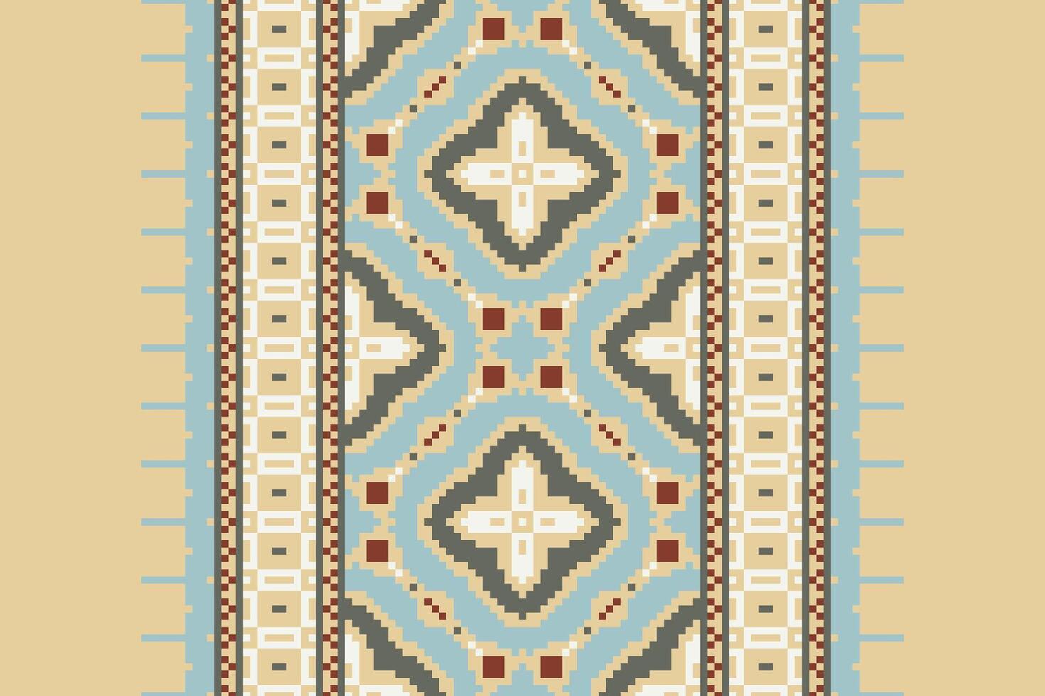 Kurta Pattern Seamless Mughal architecture Motif embroidery, Pixel Ikat embroidery Design for Print figure tribal ink on cloth patola sari vector