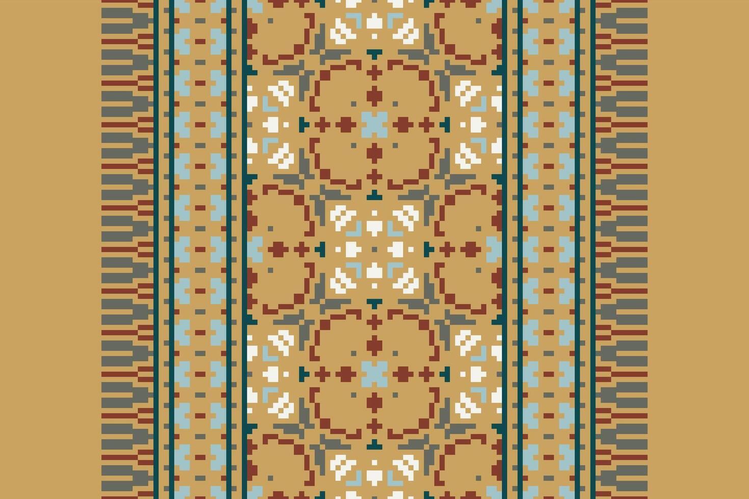 Kurta Pattern Seamless Scandinavian pattern Motif embroidery, Pixel Ikat embroidery Design for Print Texture fabric saree sari carpet. kurta patola saree vector