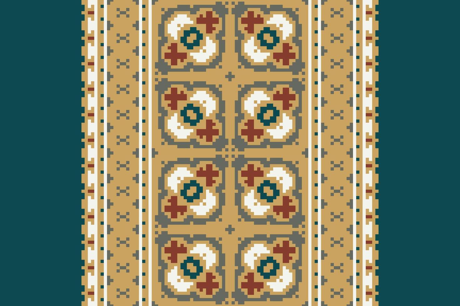 Kurta Pattern Seamless Mughal architecture Motif embroidery, Pixel Ikat embroidery Design for Print scandinavian pattern saree ethnic nativity gypsy pattern vector