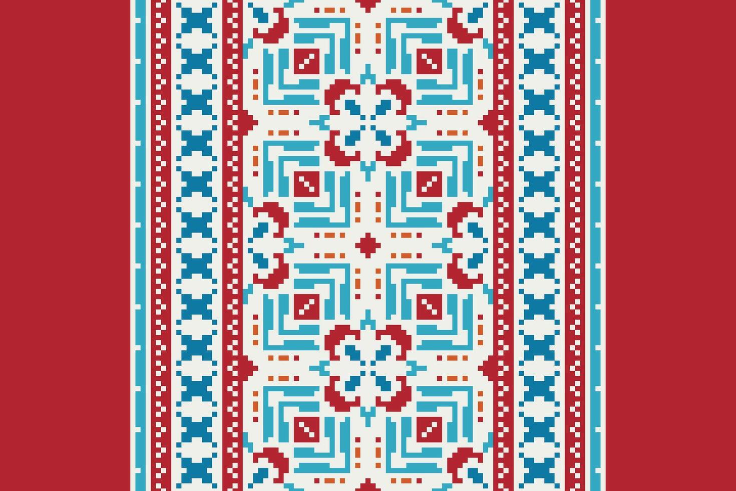 Kurta Pattern Seamless Scandinavian pattern Motif embroidery, Pixel Ikat embroidery Design for Print vyshyvanka placemat quilt sarong sarong beach kurtis Indian motifs vector