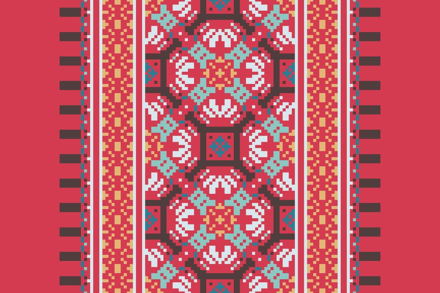 Punjabi Pattern Seamless Bandana print silk Motif embroidery, Pixel Ikat embroidery Design for Print endless arabesque cloth dupatta shawl bandana print silk kurta men vector