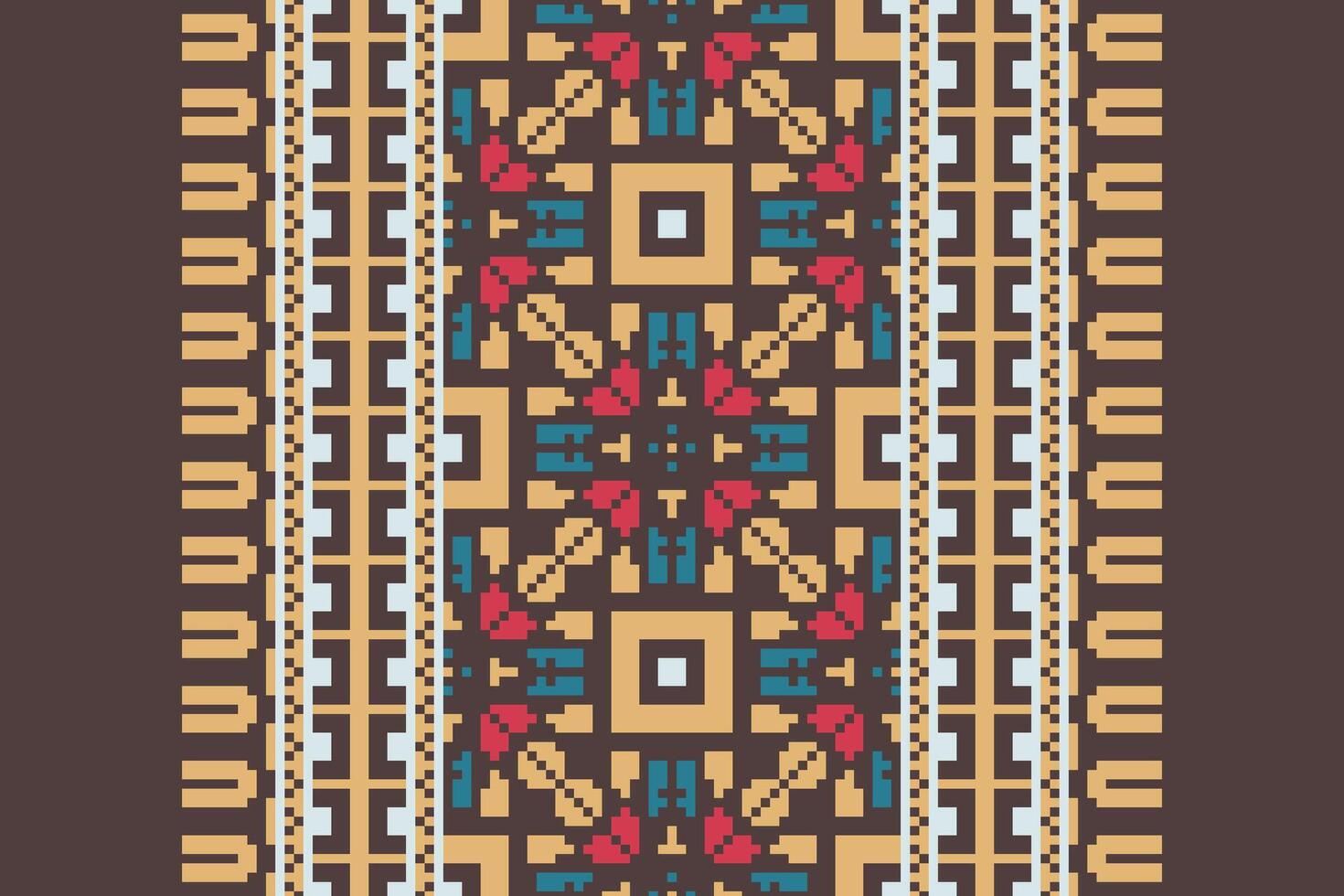 Punjabi Pattern Seamless Bandana print silk Motif embroidery, Pixel Ikat embroidery Design for Print indigenous art aboriginal art pattern floral kurti mughal border vector
