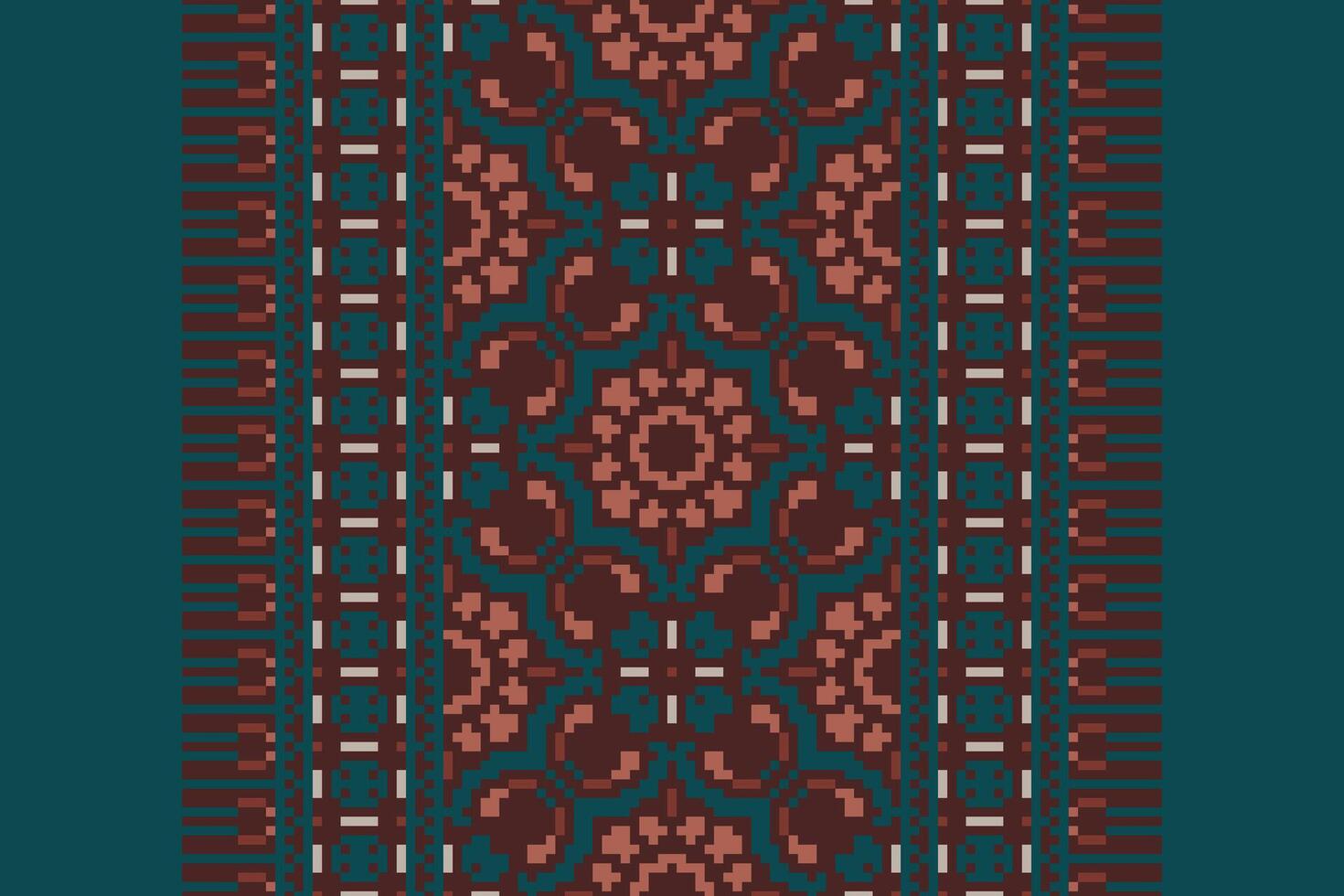 Punjabi Pattern Seamless Mughal architecture Motif embroidery, Pixel Ikat embroidery Design for Print indonesian batik motif embroidery native american kurta mughal design vector
