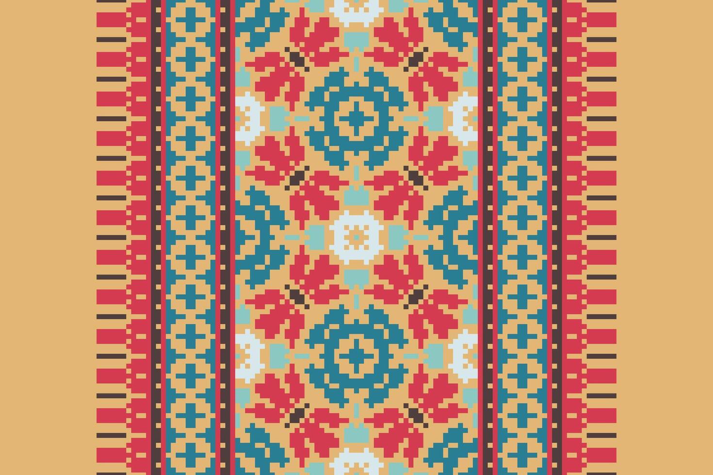 Punjabi Pattern Seamless Bandana print silk Motif embroidery, Pixel Ikat embroidery Design for Print scarf hijab pattern kerchief Pixel Ikat Silk kurti model mughal patterns vector