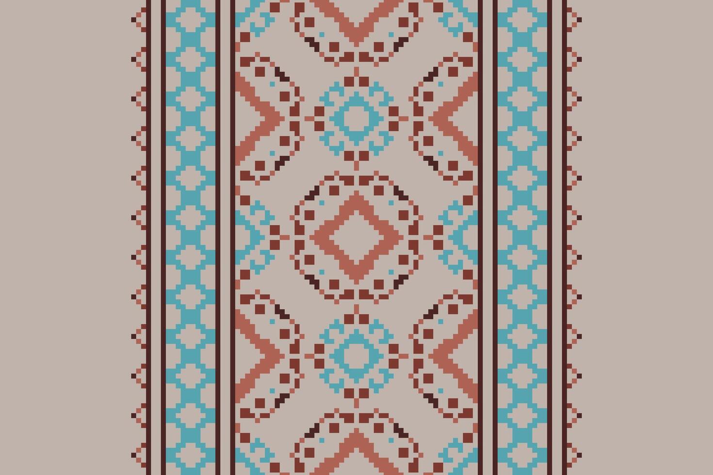 Punjabi Pattern Seamless Mughal architecture Motif embroidery, Pixel Ikat embroidery Design for Print indigenous art aboriginal art pattern floral kurti mughal border vector