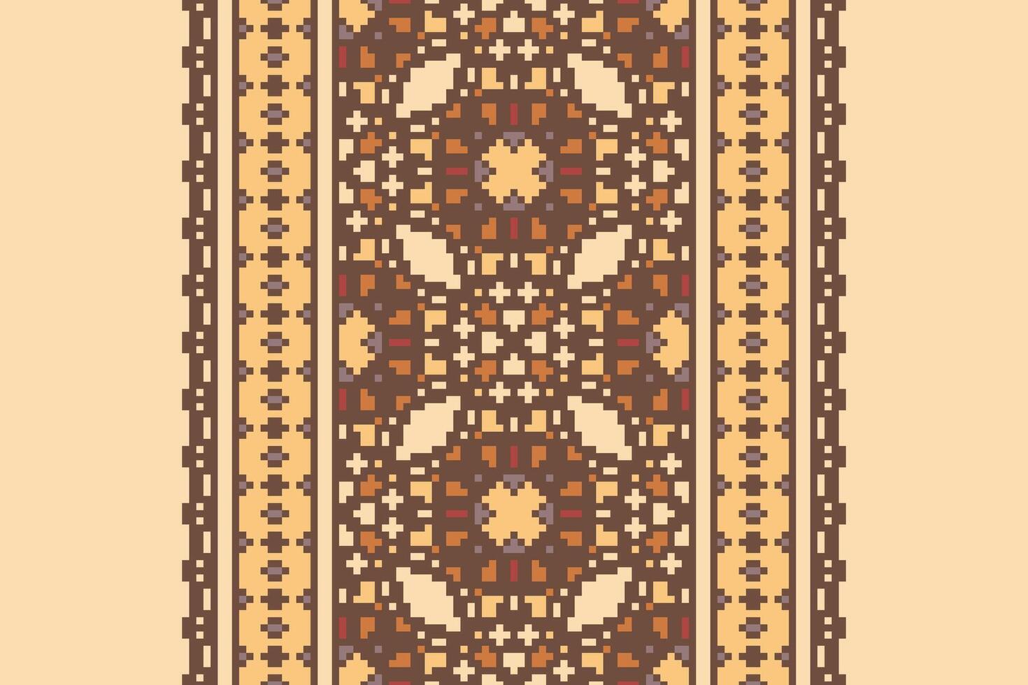 Churidar Pattern Seamless Mughal architecture Motif embroidery, Pixel Ikat embroidery Design for Print figure tribal ink on cloth patola sari vector