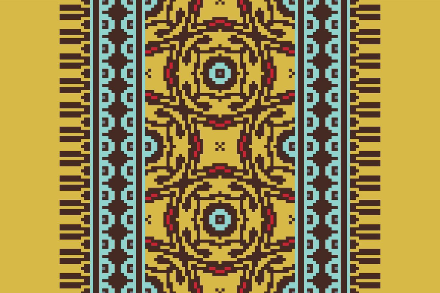 Dhoti Pattern Seamless Native American, Motif embroidery, Pixel Ikat embroidery Design for Print endless arabesque cloth dupatta shawl bandana print silk kurta men vector