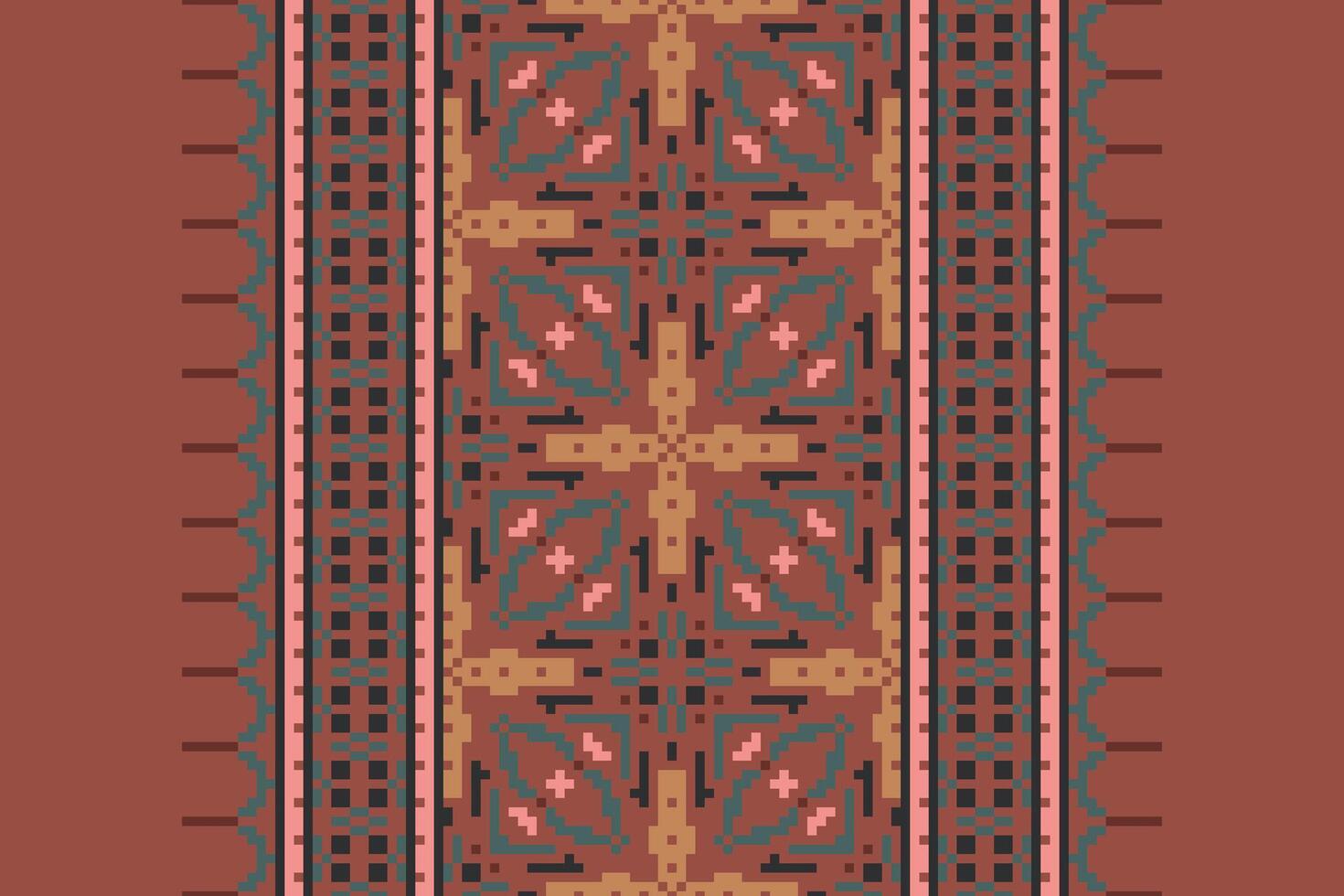 Dhoti Pattern Seamless Bandana print silk Motif embroidery, Pixel Ikat embroidery Design for Print indonesian batik motif embroidery native american kurta mughal design vector