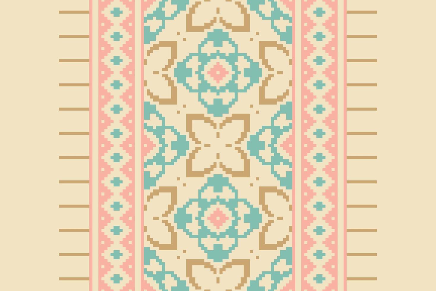 Dhoti Pattern Seamless Native American, Motif embroidery, Pixel Ikat embroidery Design for Print tapestry floral kimono repeat pattern lacing spanish motif vector