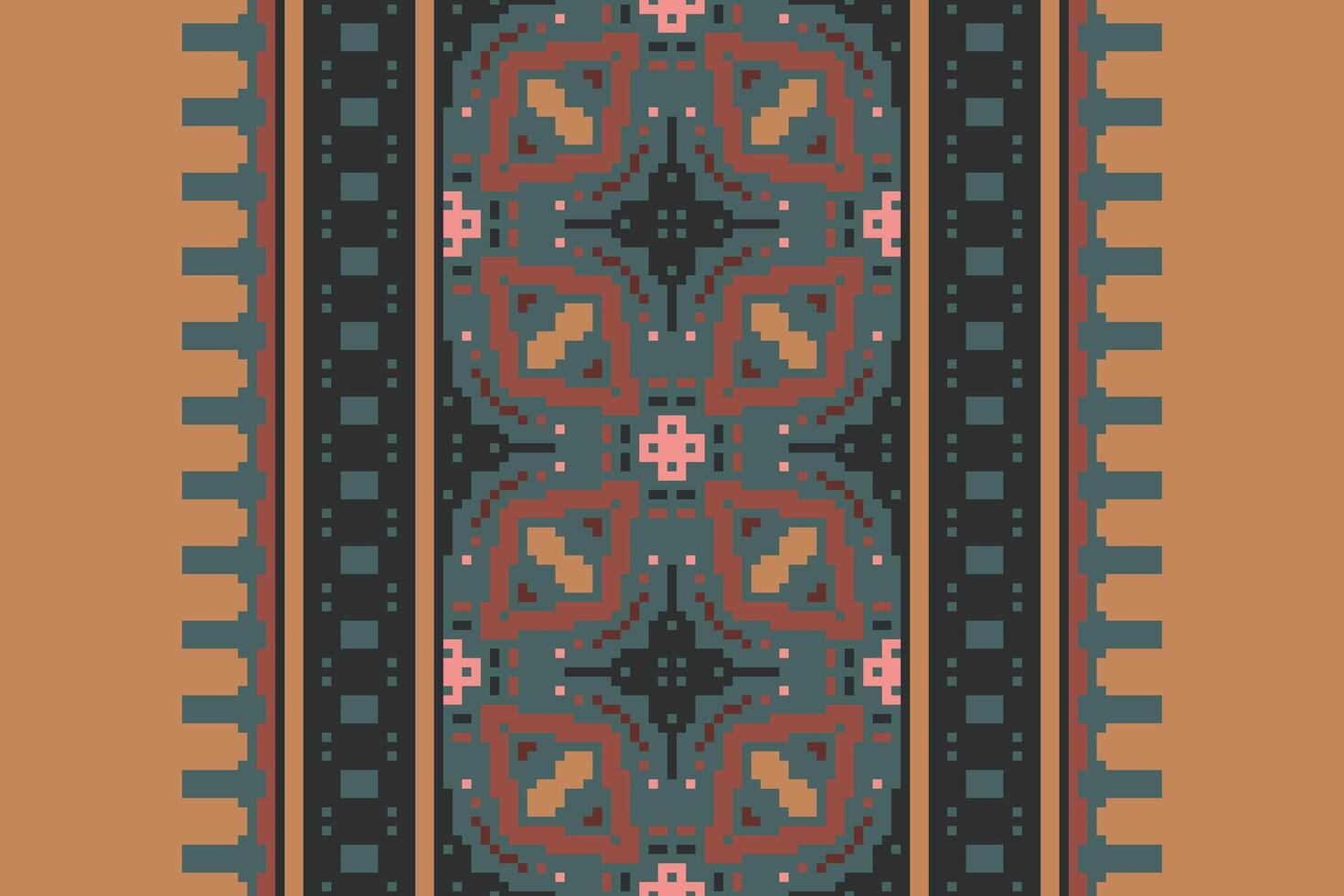 Dhoti Pattern Seamless Bandana print silk Motif embroidery, Pixel Ikat embroidery Design for Print indigenous art aboriginal art pattern floral kurti mughal border vector
