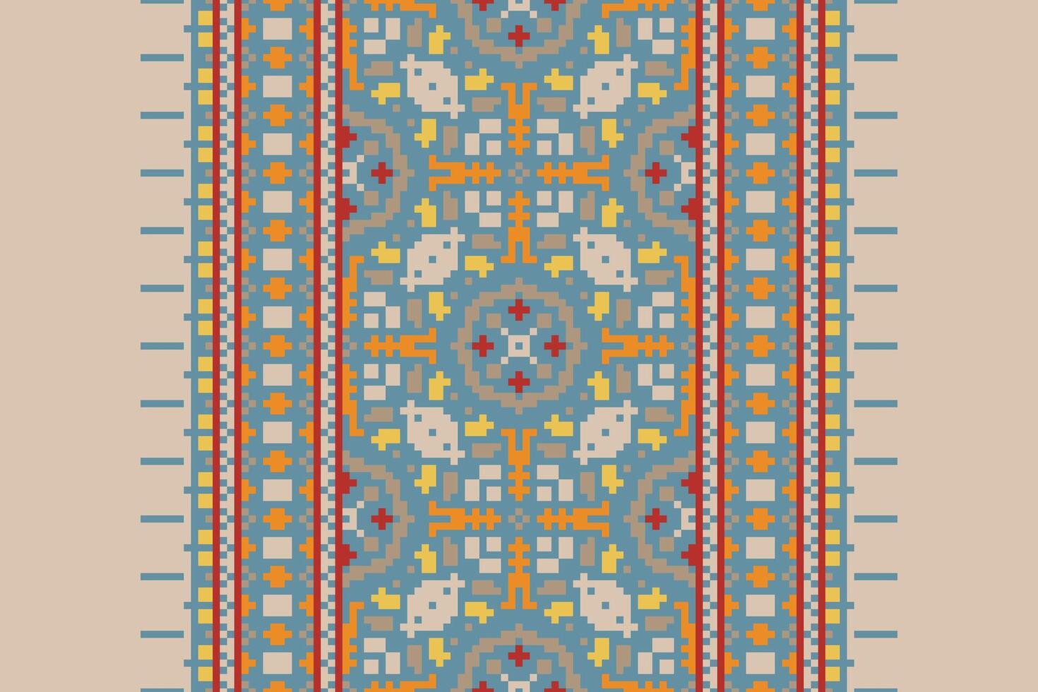 Dhoti Pattern Seamless Bandana print silk Motif embroidery, Pixel Ikat embroidery Design for Print egyptian pattern tibetan mandala bandanna vector