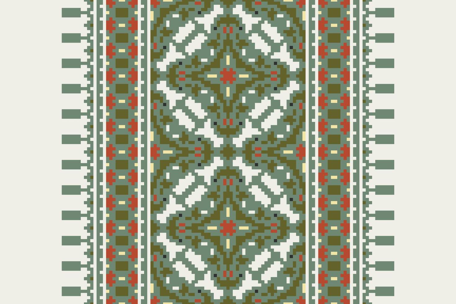 Dhoti Pattern Seamless Mughal architecture Motif embroidery, Pixel Ikat embroidery Design for Print pattern vintage flower folk navajo patchwork pattern vector