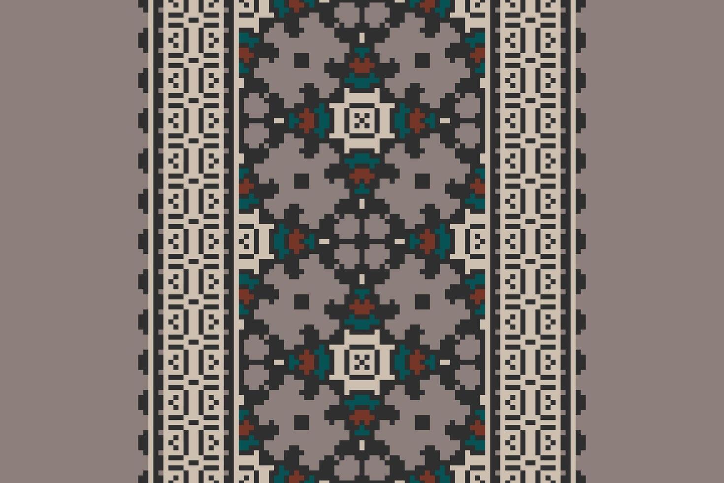 Plazo pattern Seamless Native American, Motif embroidery, Pixel Ikat embroidery Design for Print Texture fabric saree sari carpet. kurta patola saree vector