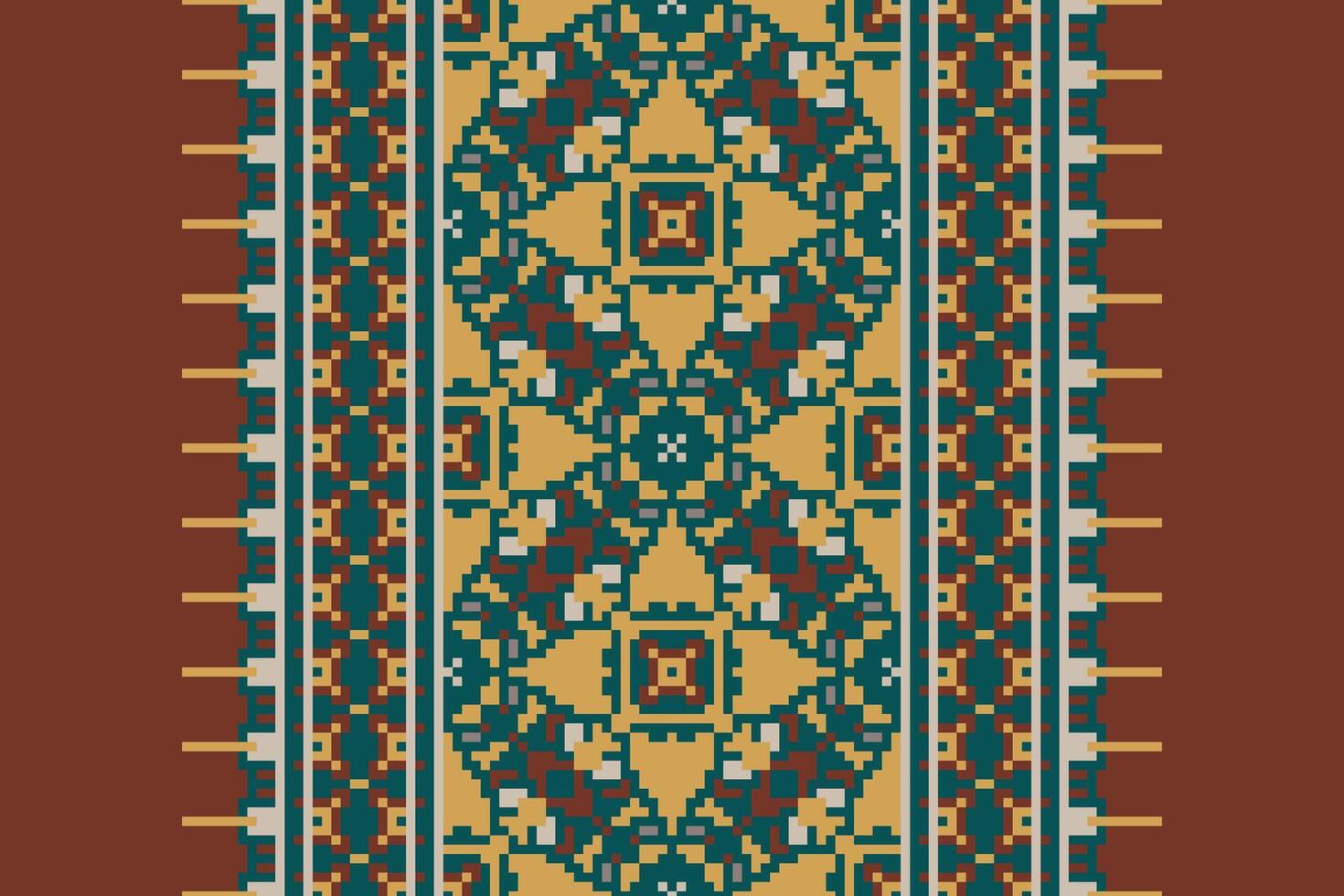 Plazo pattern Seamless Native American, Motif embroidery, Pixel Ikat embroidery Design for Print tie dyeing pillowcase sambal puri kurti mughal architecture vector