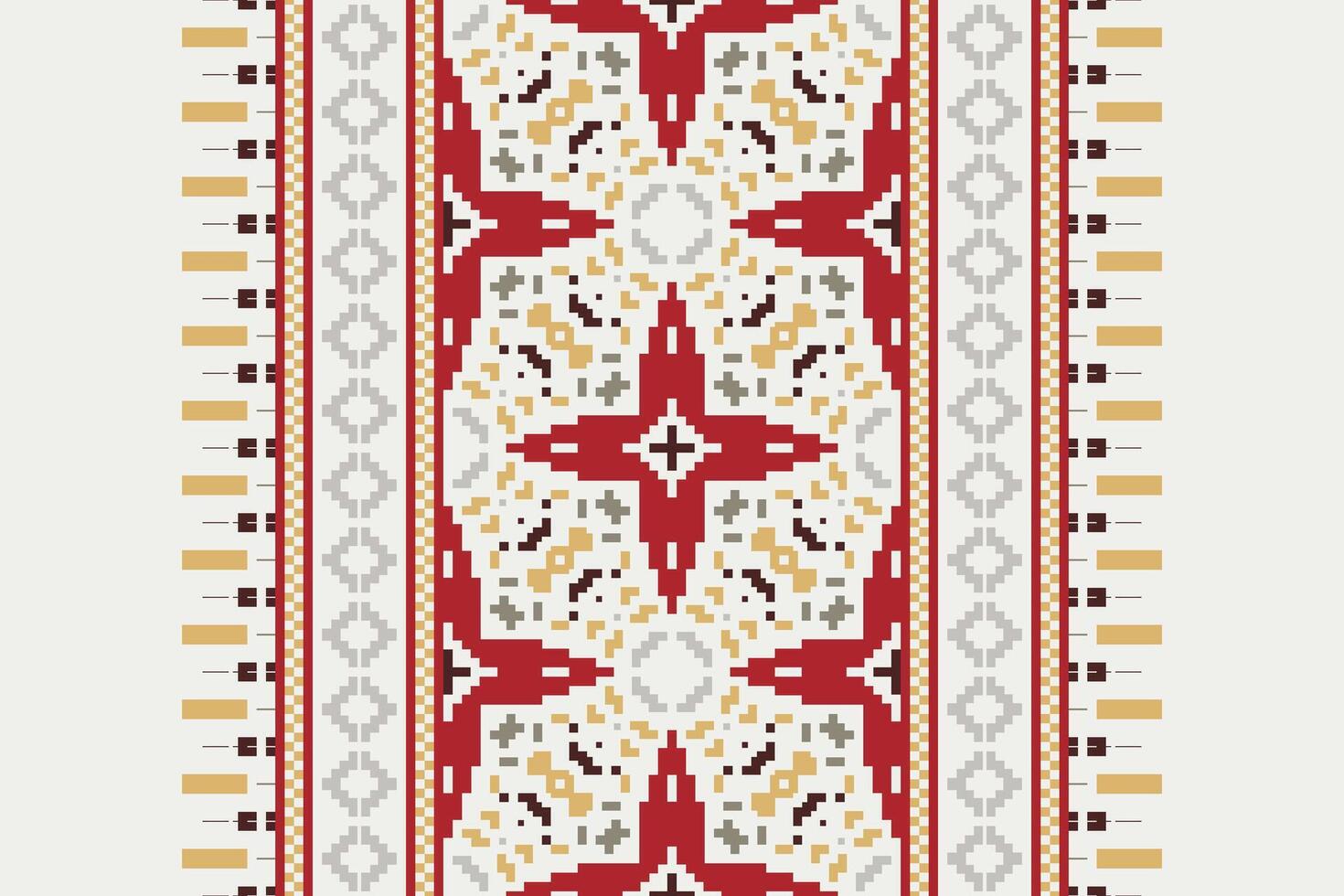 Plazo pattern Seamless Native American, Motif embroidery, Pixel Ikat embroidery Design for Print figure tribal ink on cloth patola sari vector