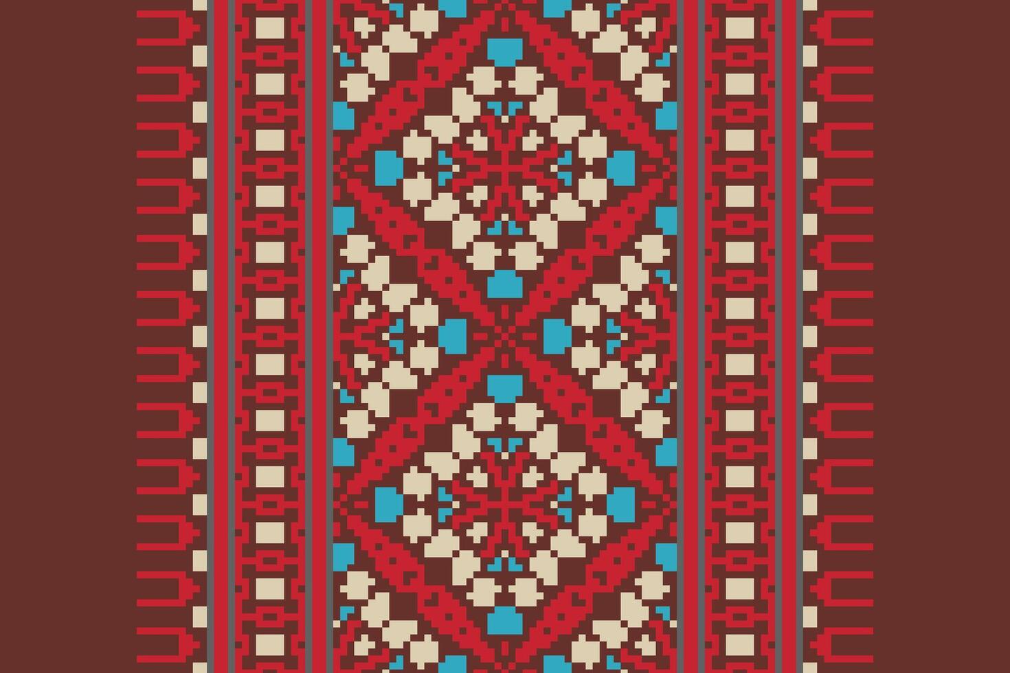 Plazo pattern Seamless Bandana print silk Motif embroidery, Pixel Ikat embroidery Design for Print tapestry floral kimono repeat pattern lacing spanish motif vector