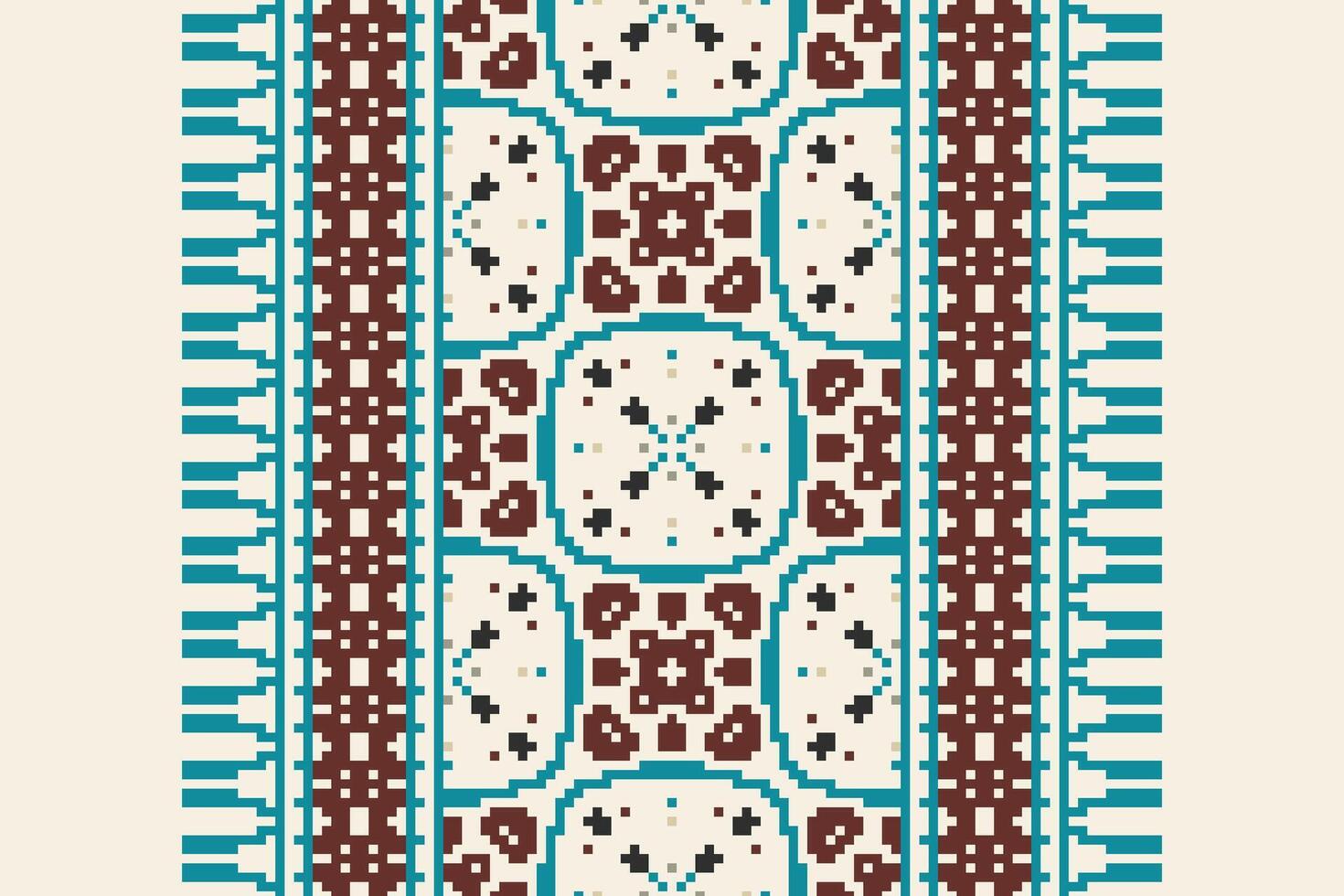 Plazo pattern Seamless Bandana print silk Motif embroidery, Pixel Ikat embroidery Design for Print jacquard slavic pattern folklore pattern kente arabesque vector