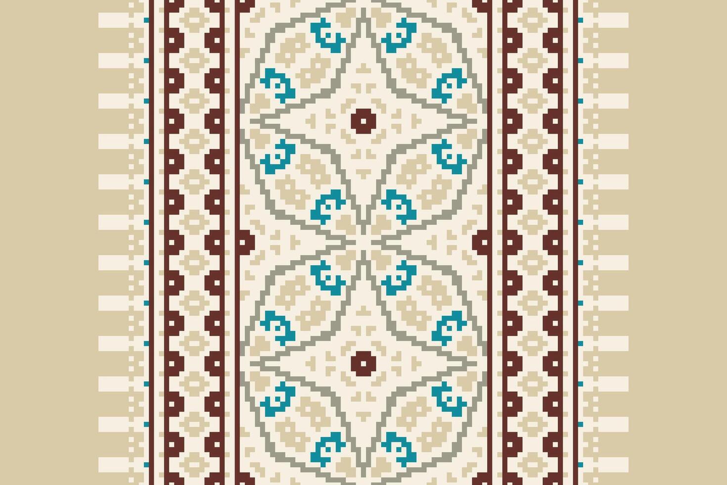 Plazo pattern Seamless Bandana print silk Motif embroidery, Pixel Ikat embroidery Design for Print scandinavian pattern saree ethnic nativity gypsy pattern vector