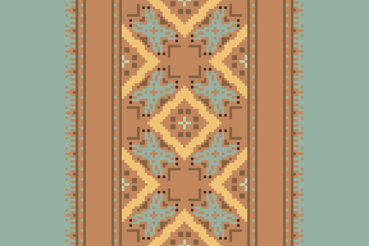 Banarasi Pattern Seamless Bandana print silk Motif embroidery, Pixel Ikat embroidery Design for Print indonesian batik motif embroidery native american kurta mughal design vector