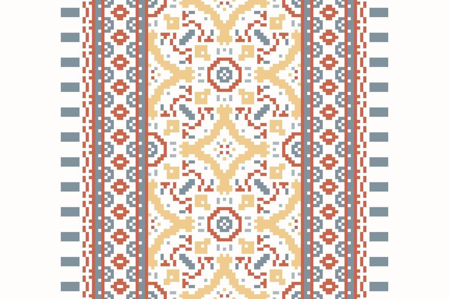 Banarasi Pattern Seamless Bandana print silk Motif embroidery, Pixel Ikat embroidery Design for Print jacquard slavic pattern folklore pattern kente arabesque vector