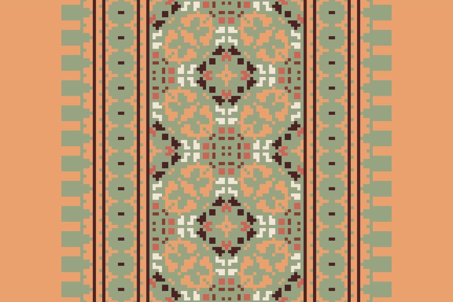 Banarasi Pattern Seamless Bandana print silk Motif embroidery, Pixel Ikat embroidery Design for Print indigenous art aboriginal art pattern floral kurti mughal border vector