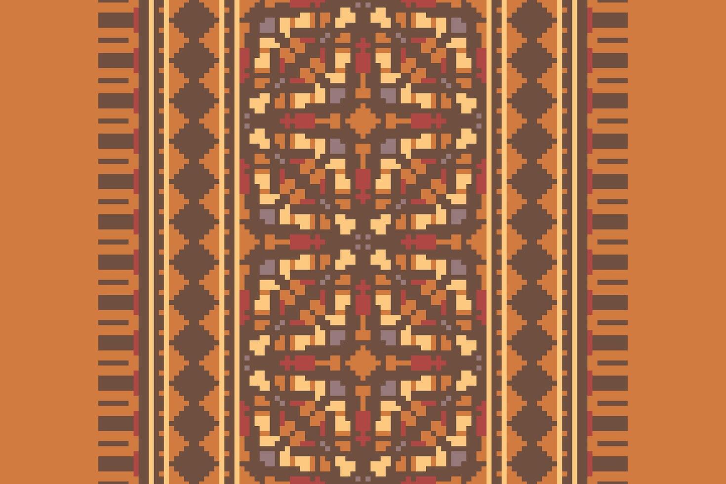 Banarasi Pattern Seamless Mughal architecture Motif embroidery, Pixel Ikat embroidery Design for Print endless arabesque cloth dupatta shawl bandana print silk kurta men vector
