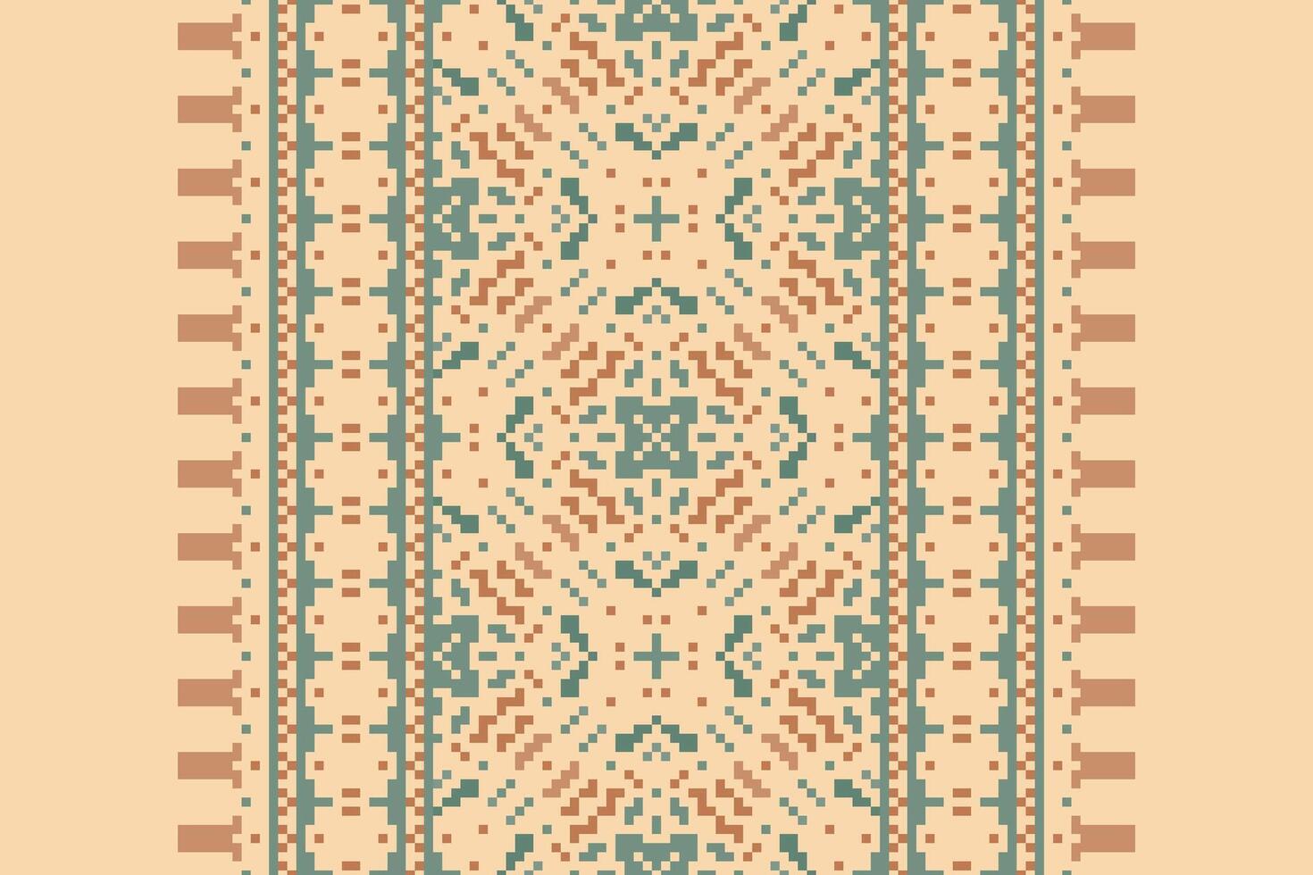Banarasi Pattern Seamless Mughal architecture Motif embroidery, Pixel Ikat embroidery Design for Print pattern vintage flower folk navajo patchwork pattern vector