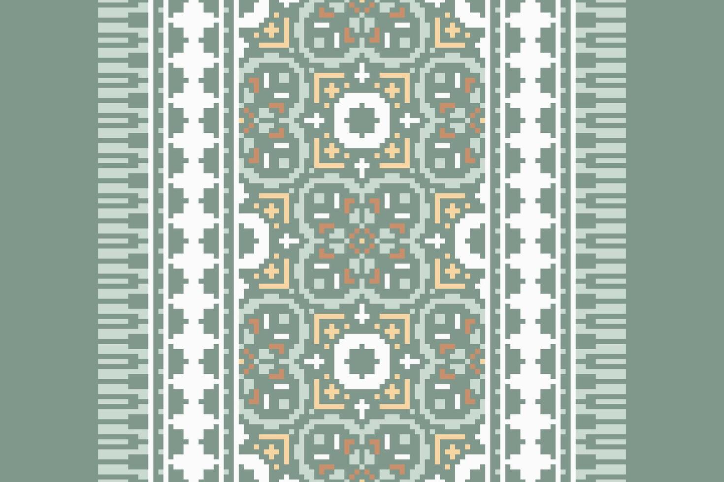 Banarasi Pattern Seamless Mughal architecture Motif embroidery, Pixel Ikat embroidery Design for Print border embroidery ancient egypt vector