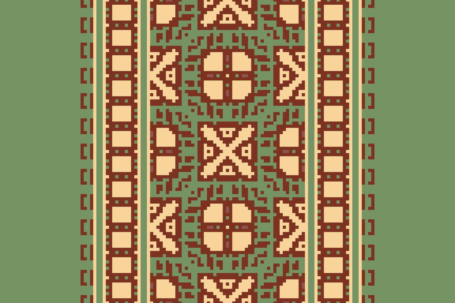 Banarasi Pattern Seamless Scandinavian pattern Motif embroidery, Pixel Ikat embroidery Design for Print endless arabesque cloth dupatta shawl bandana print silk kurta men vector