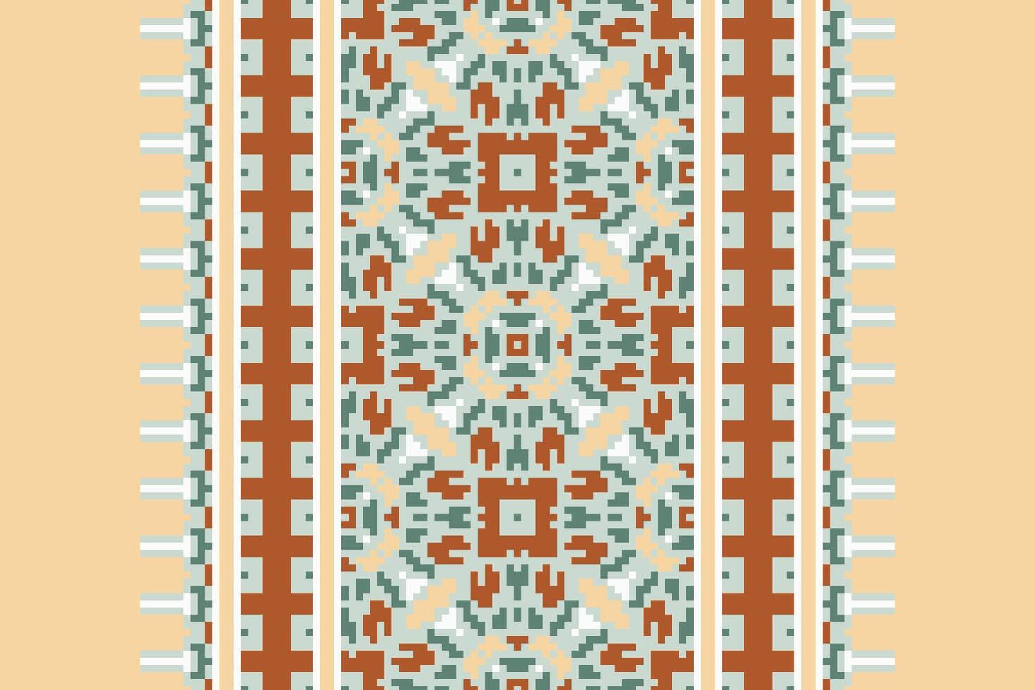 Banarasi Pattern Seamless Mughal architecture Motif embroidery, Pixel Ikat embroidery Design for Print scandinavian pattern saree ethnic nativity gypsy pattern vector