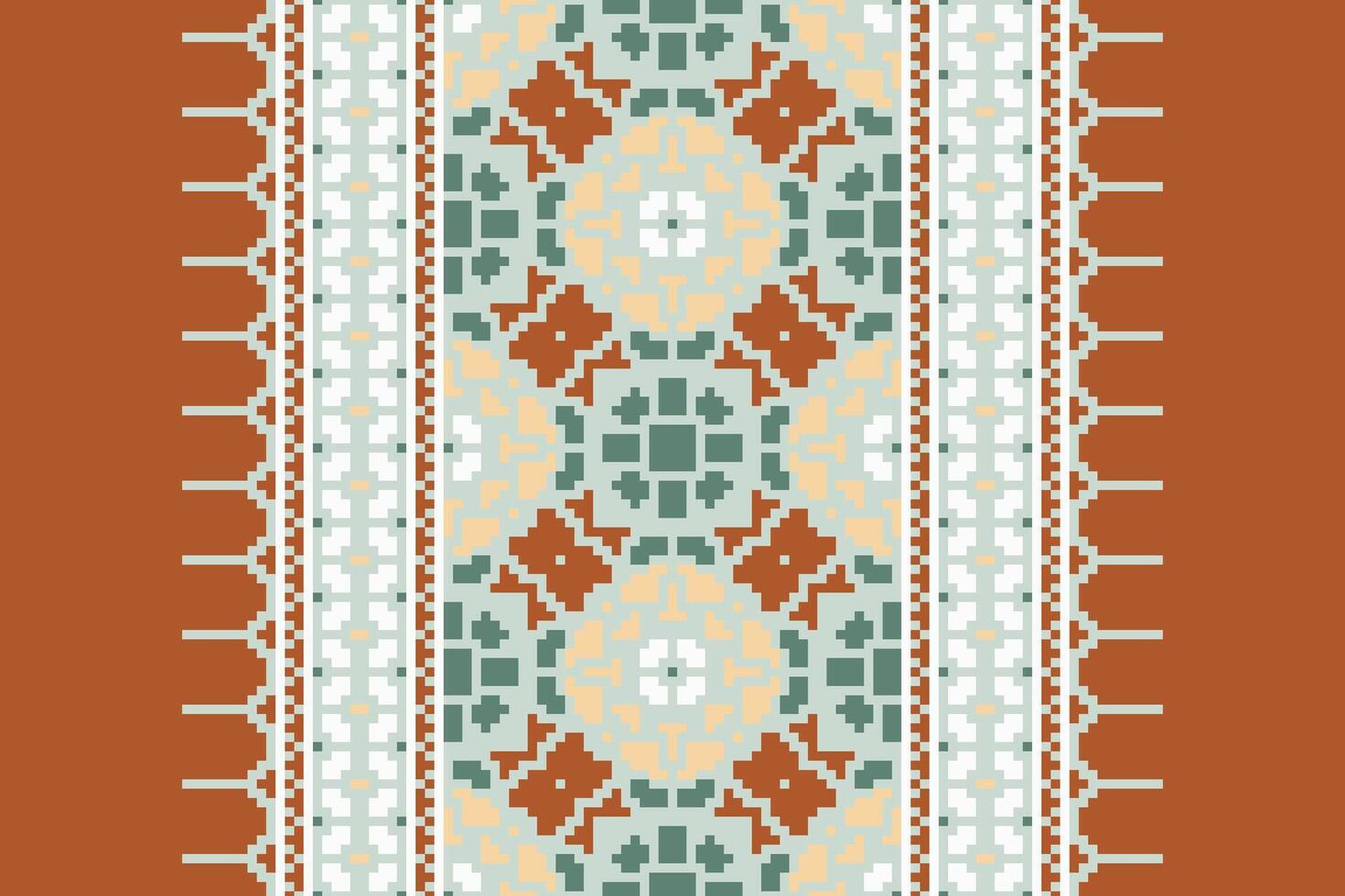 Banarasi Pattern Seamless Scandinavian pattern Motif embroidery, Pixel Ikat embroidery Design for Print Texture fabric saree sari carpet. kurta patola saree vector