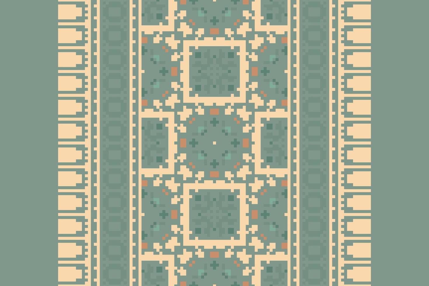 Banarasi Pattern Seamless Mughal architecture Motif embroidery, Pixel Ikat embroidery Design for Print scandinavian pattern saree ethnic nativity gypsy pattern vector