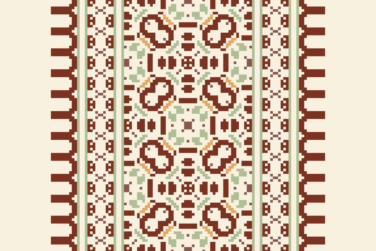 Kurti Pattern Seamless Native American, Motif embroidery, Pixel Ikat embroidery Design for Print indonesian batik motif embroidery native american kurta mughal design vector