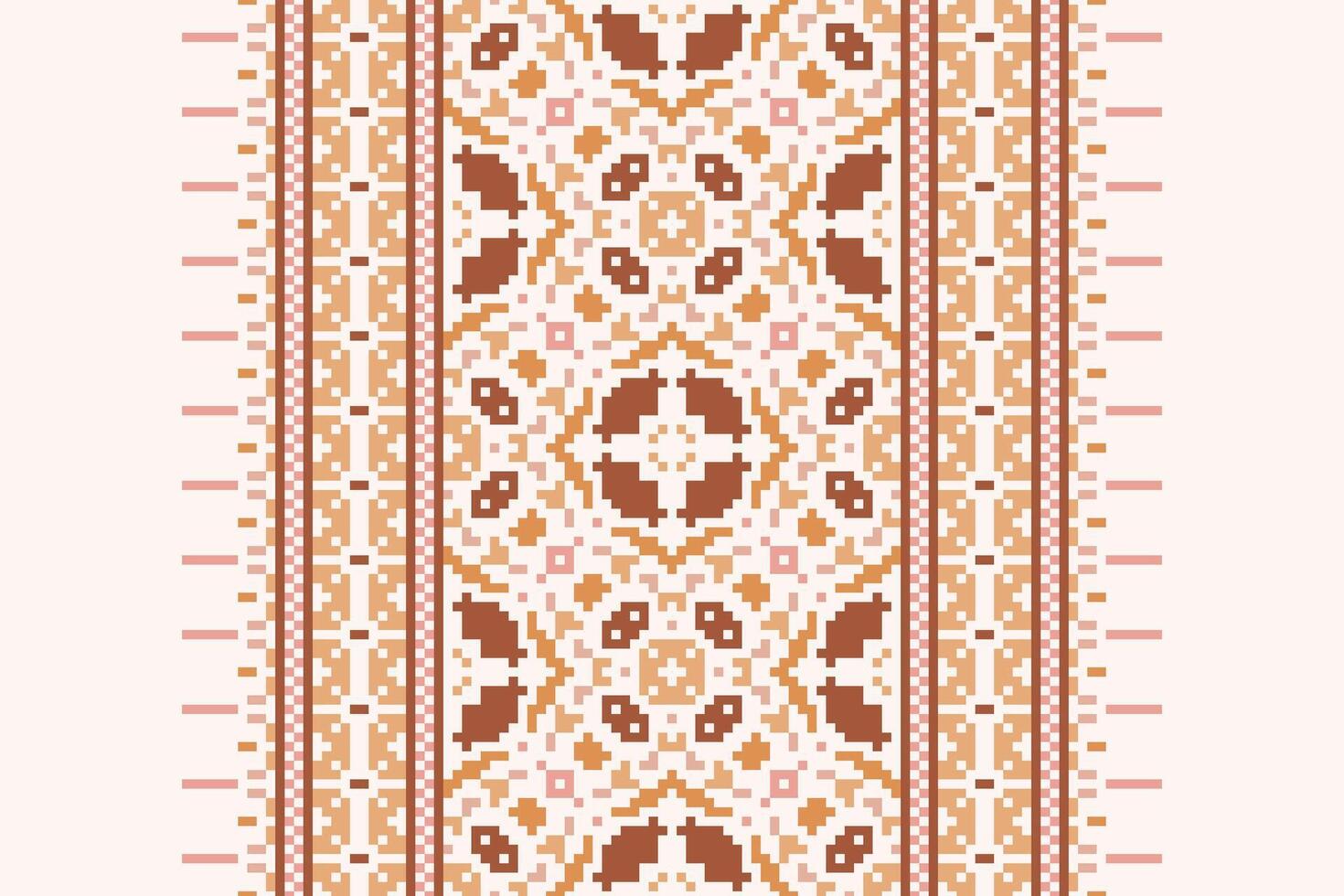 Banarasi Pattern Seamless Scandinavian pattern Motif embroidery, Pixel Ikat embroidery Design for Print egyptian pattern tibetan mandala bandanna vector