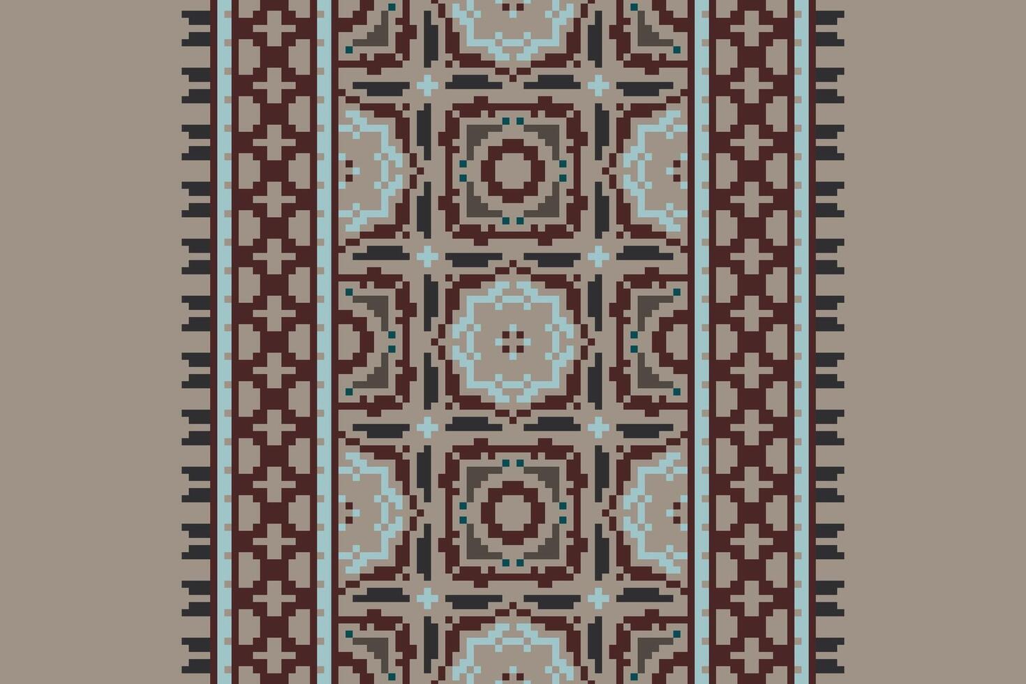Kurti Pattern Seamless Bandana print silk Motif embroidery, Pixel Ikat embroidery Design for Print vyshyvanka placemat quilt sarong sarong beach kurtis Indian motifs vector
