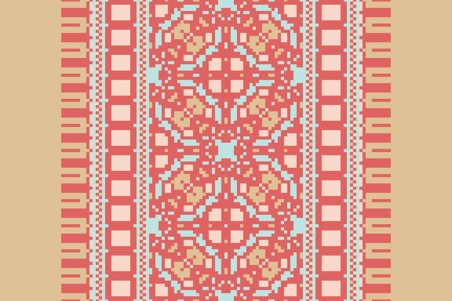 Kurti Pattern Seamless Native American, Motif embroidery, Pixel Ikat embroidery Design for Print tapestry floral kimono repeat pattern lacing spanish motif vector
