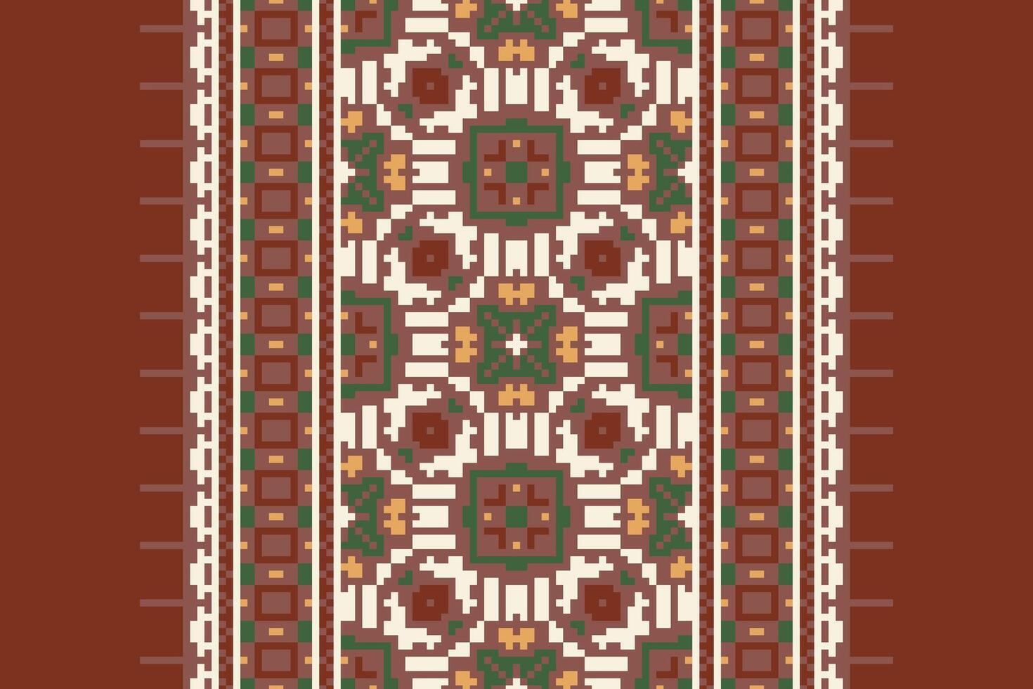 Kurti Pattern Seamless Native American, Motif embroidery, Pixel Ikat embroidery Design for Print Texture fabric saree sari carpet. kurta patola saree vector