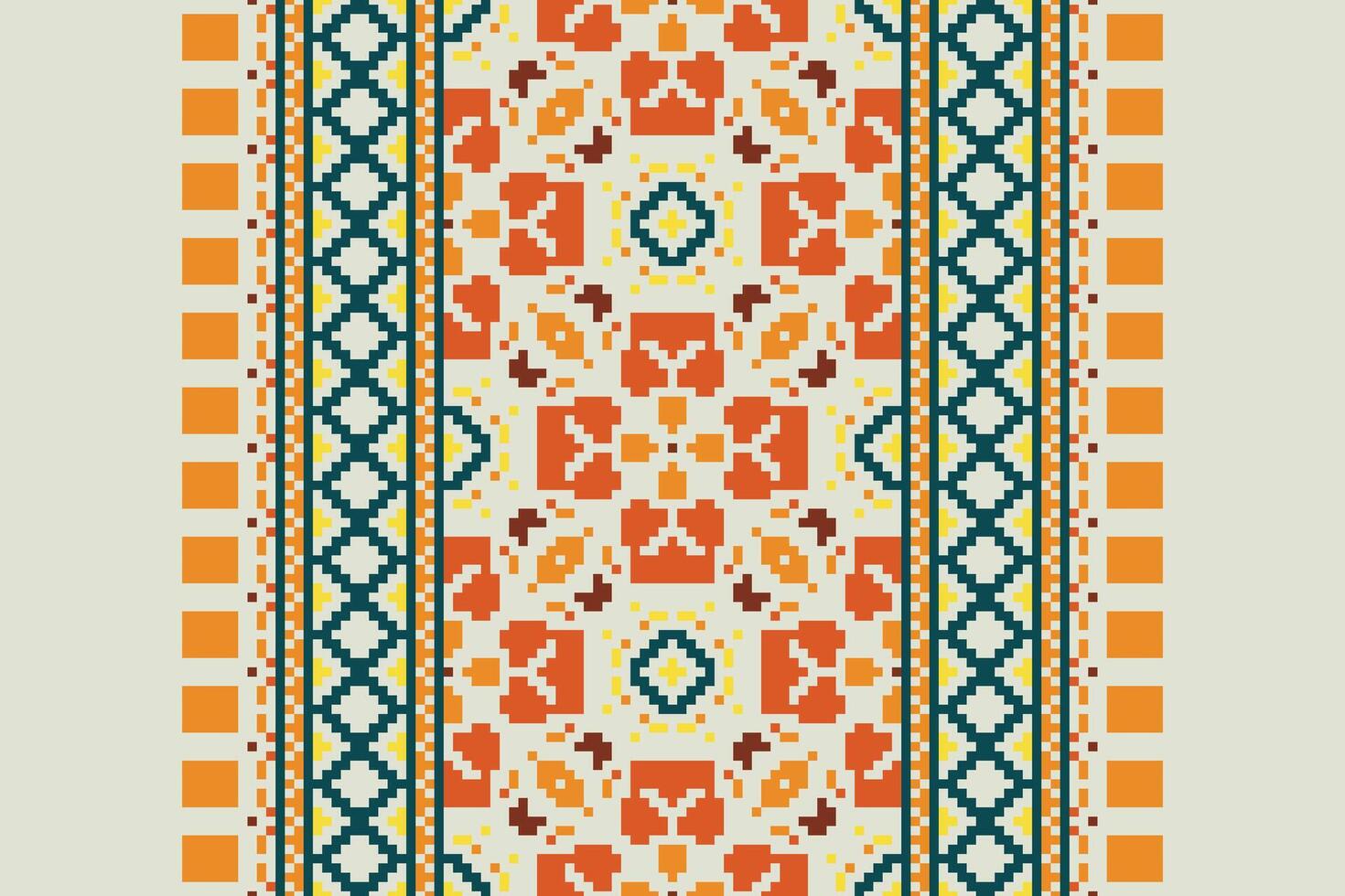 Kurti Pattern Seamless Bandana print silk Motif embroidery, Pixel Ikat embroidery Design for Print egyptian pattern tibetan mandala bandanna vector