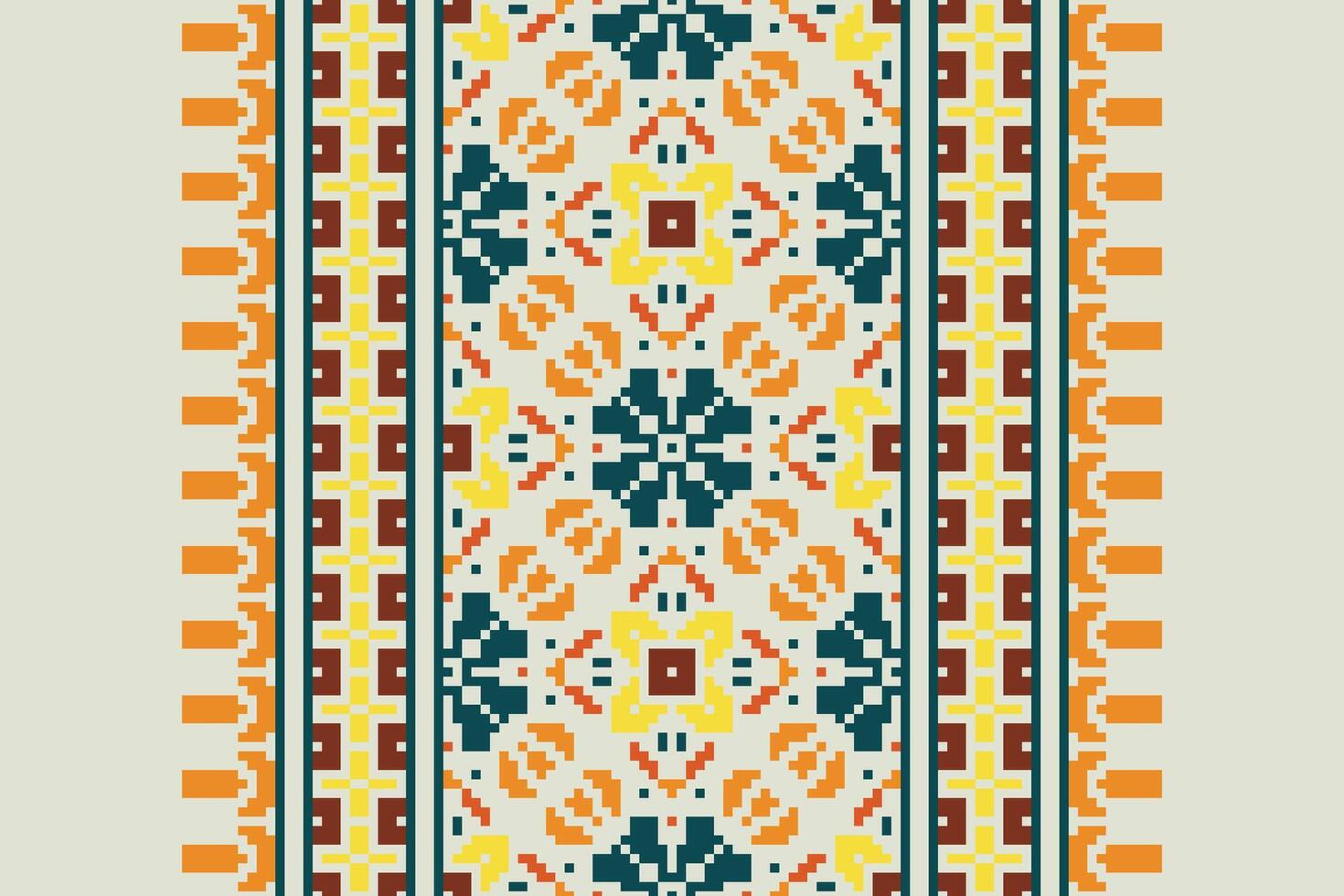 Kurti Pattern Seamless Bandana print silk Motif embroidery, Pixel Ikat embroidery Design for Print scandinavian pattern saree ethnic nativity gypsy pattern vector